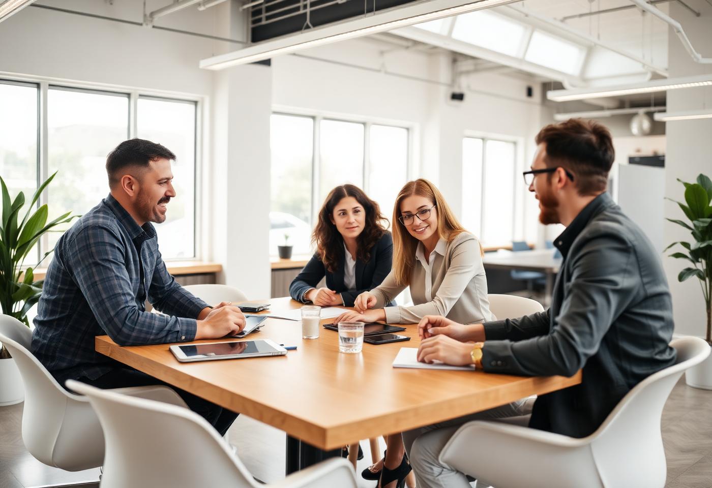 Équipe d'une PME en réunion de travail